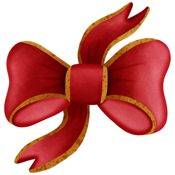 Red ribbon bow with gold stripes isolated on transparent background png