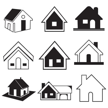 House Icon Set. Home vector illustration symbol.Print