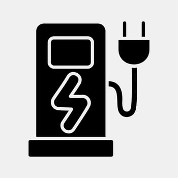 Icon electric vehicle charging station. Ecology and environment elements. Icons in glyph style. Good for prints, posters, logo, infographics, etc. vector