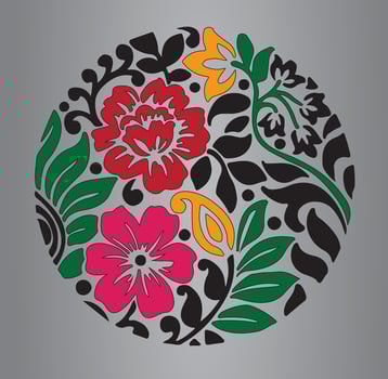 Floral Black and White Vector Pattern