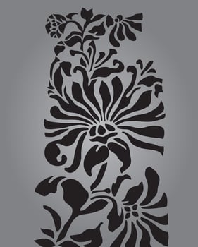 Floral Black and White Vector Pattern