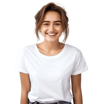 Young woman in white t-shirt. isolated png