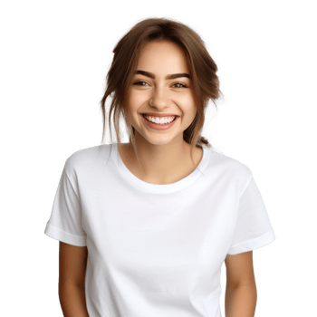 Young woman in white t-shirt. isolated png