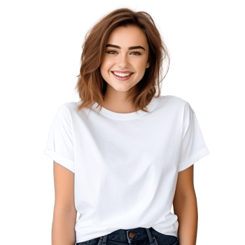 Young woman in white t-shirt. isolated png