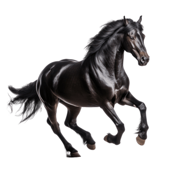 Black horse run gallop isolated png