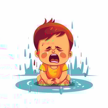 Sad baby crying vector
