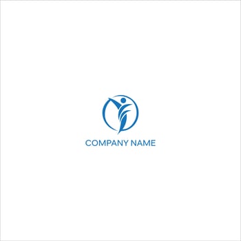Abstract round symbol with happy human silhouette. Sport, fitness, medical or health care center logo design concept. vector
