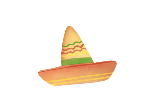 Watercolor hand drawing sombrero hat isolated on transparent background. Mexico traditional culture, Mexican  National Headdress. western accessories, cute clipart elements cutout. Cinco de Mayo png