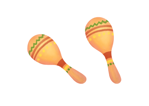 Mexican Musical instrument maracas. Mexican holiday attribute, maracas festive card, traditional Latin music. clipart watercolor illustration isolated on transparent background png