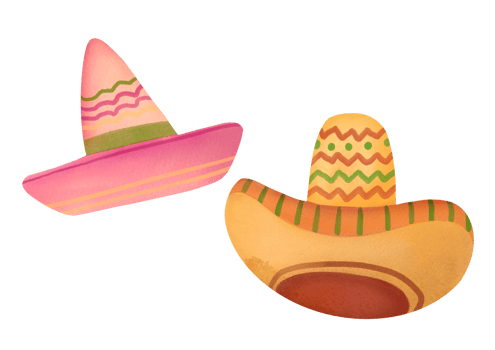 Watercolor hand drawing sombrero hat isolated on transparent background. Mexico traditional culture, Mexican  National Headdress. western accessories, cute clipart set cutout. Cinco de Mayo png