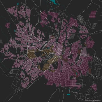 Vector city map of Bulawayo, Zimbabwe