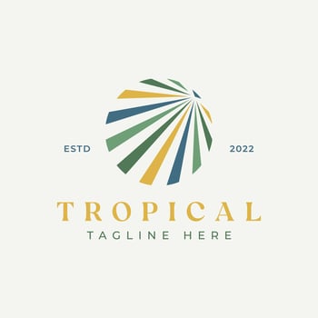 Logo Tropical Leaf Abstract with Vintage Color at Circle Shape. Summer Vibes Collection Brand Identity. vector