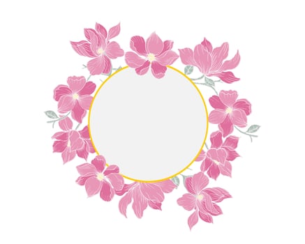 Hand Drawn Magnolia Flower Wreath vector