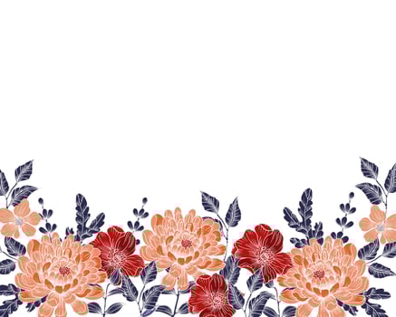 Hand Drawn Dahlia Flower Background vector