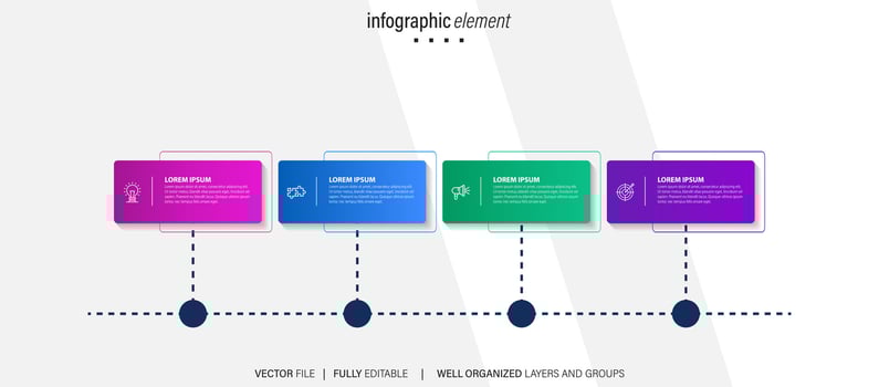 Infographic business presentation 4 options to goal. Infographic Arrows. Strategy, Marketing, Report. Vector illustration.