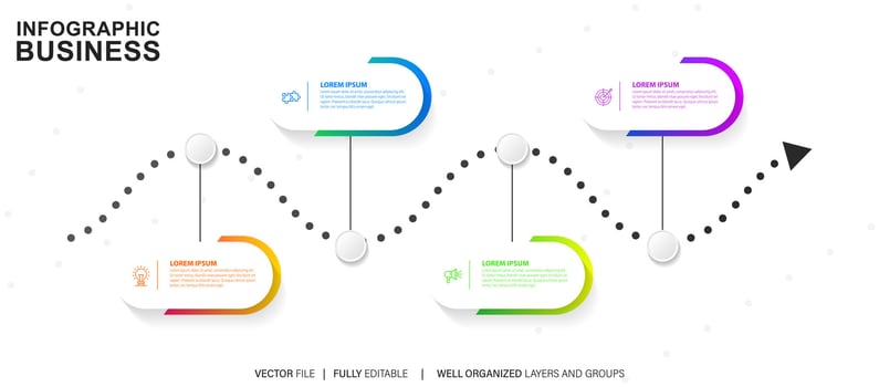 Modern 3D infographic template with 4 steps. Business circle template with options for brochure, diagram, workflow, timeline, web design. Vector EPS 10