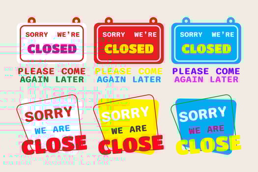 Collection Sorry we are closed sign  icon shop e-commerce. Business closed banner. Close time element . vector