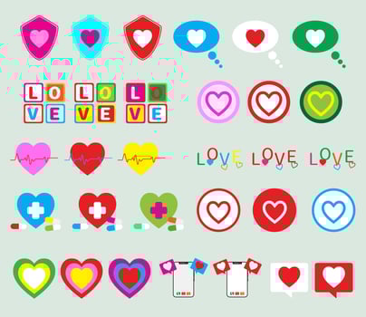 Collection Valentine concept love heart for graphic decorate.set of Valentine love. vector