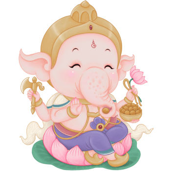 Child Ganesh Doing Blessing Pose in Illustration Chibi Cartoon Style For Decorating the Workpiece According to Buddhist and Hindu Religious Beliefs png