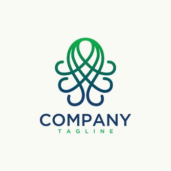 Abstract outline Octopus vector logo design template