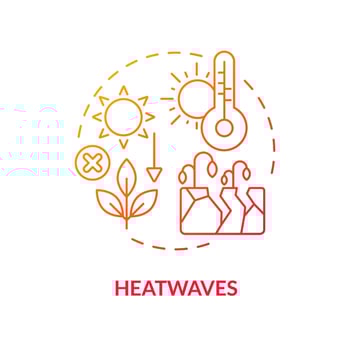 Gradient heatwave icon representing heatflation concept, isolated vector, thin line illustration of global warming impact. vector