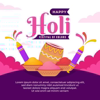 Happy holi festival design template for social media post vector
