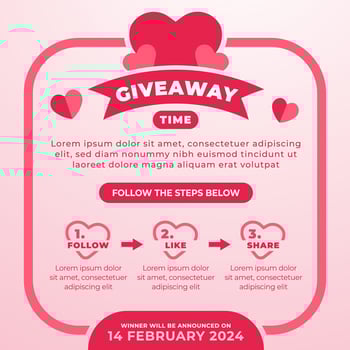 Giveaway contest concept for social media post design template with valentine's day theme vector