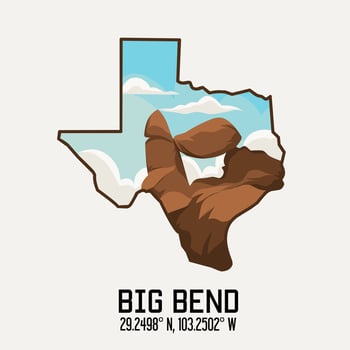 vector of big bend national park in texas perfect for print, t-shirt design, etc
