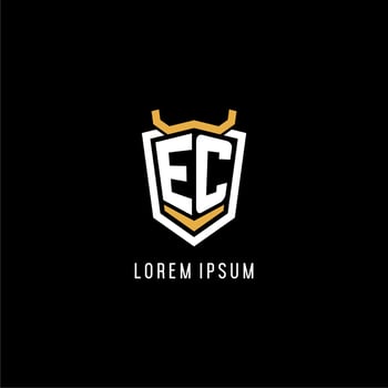 Initial EC geometric shield esport logo monogram design style vector