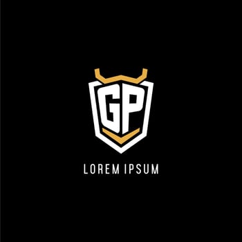 Initial GP geometric shield esport logo monogram design style vector