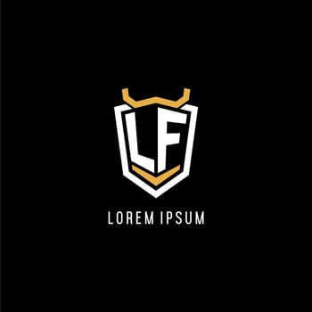 Initial LF geometric shield esport logo monogram design style vector