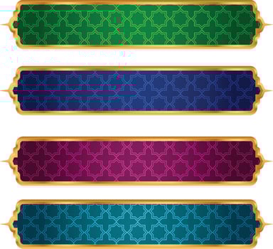 Luxury golden set arabic islamic banner title frame text box clipart vector