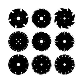 Saw blades for woodworking machine. Silhouette vector Icon saw blade.