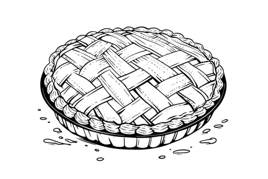 Apple pie hand drawn engraving style vector illustration