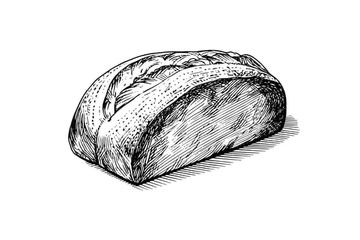 Loaf of bread. Vector hand drawn vintage engraving style vector illustration.