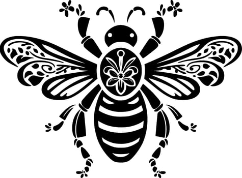 Bee - Black and White Isolated Icon - Vector illustration