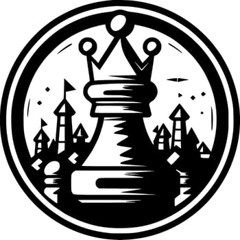 Chess - Black and White Isolated Icon - Vector illustration