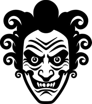 Clown, Black and White Vector illustration