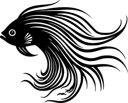 Fish - Black and White Isolated Icon - Vector illustration