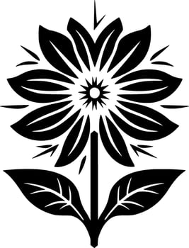 Flower - Black and White Isolated Icon - Vector illustration