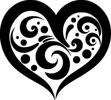 Heart, Black and White Vector illustration