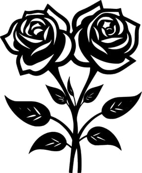 Roses - Black and White Isolated Icon - Vector illustration