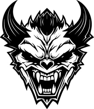 Skull, Black and White Vector illustration