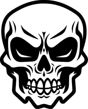 Skull, Black and White Vector illustration