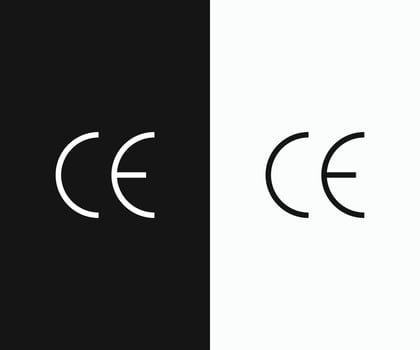CE mark symbol white and black colored. CE mark vector icon