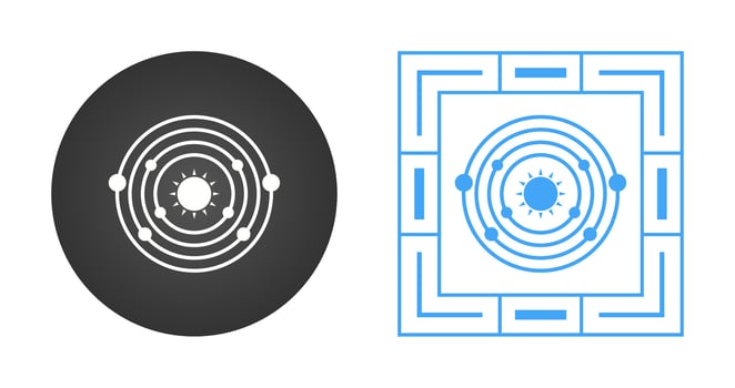 Planets Orbitting Sun Vector Icon