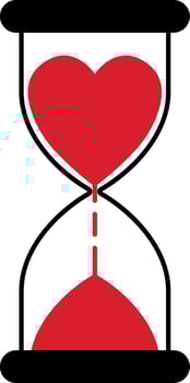 Hourglass with heart time love, timer for lovers vector