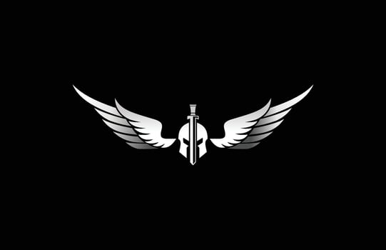 Spartan Viking Helmet Wing and sword Logo design element vector