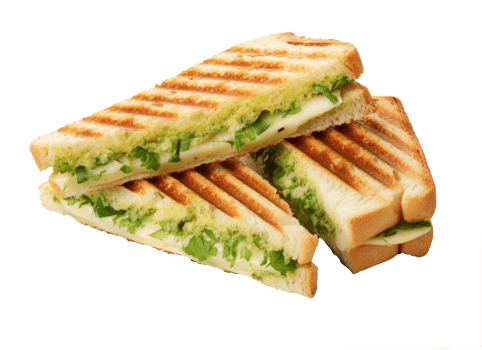 Grilled sandwich cut into pieces isolated png