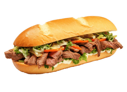 Hot steak sandwich isolated png